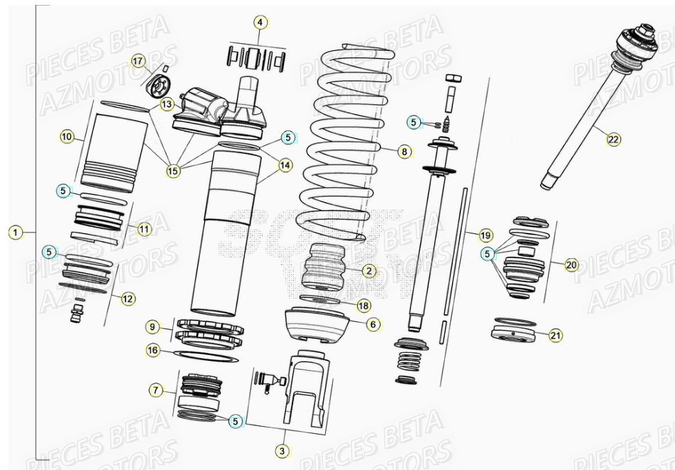 RESSORT K 5,2 N/MM BETA pour AMORTISSEUR de RR 200 RACING 2T 21