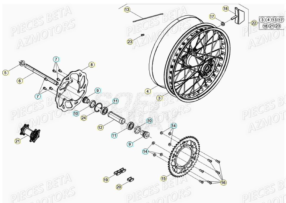 COURONNE Z.49 - BETA pour ROUE ARRIERE de RR 200 RACING 2T 21