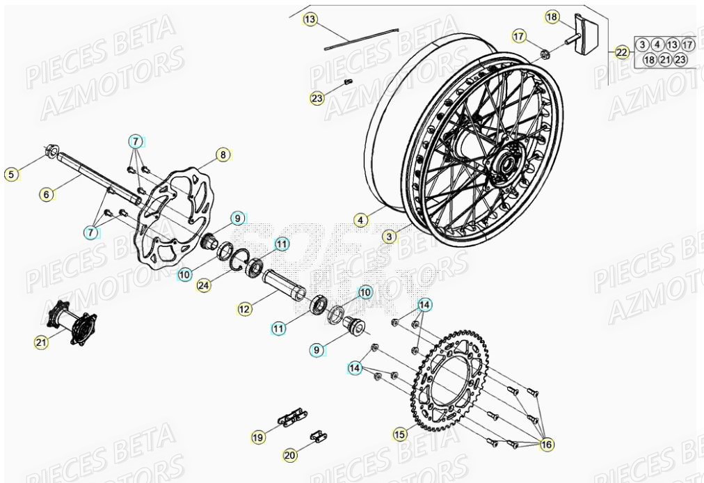 COURONNE Z.49 - BETA pour ROUE ARRIERE de RR 200 RACING 2T 22