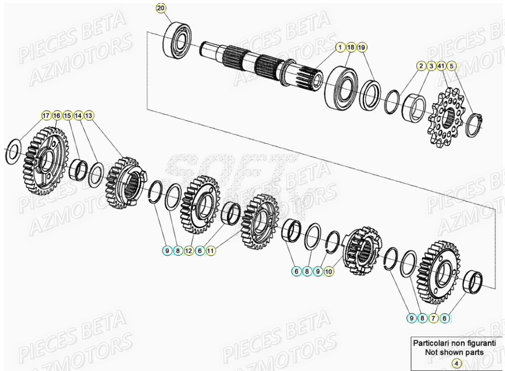 PIGNON DE TRANSMISSION SECONDA IRE - BETA pour TRANSMISSION de RR 200 RACING 2T 22