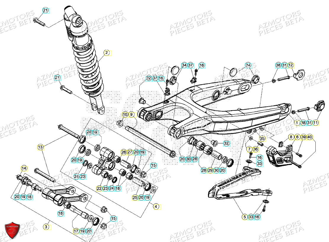 Bras Oscillant AZMOTORS PiÃ¨ces RR 200 RACING 2T - 2024