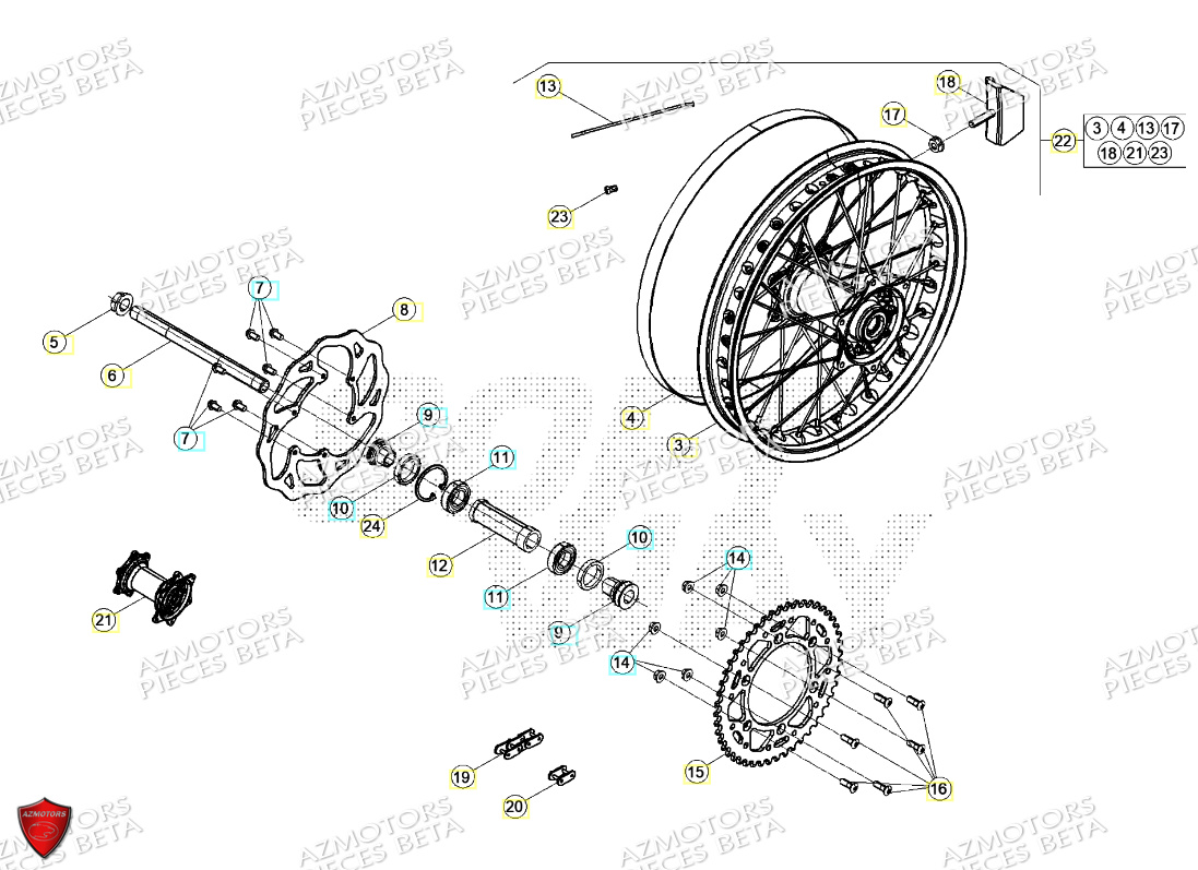 Roue Arriere AZMOTORS PiÃ¨ces RR 200 RACING 2T - 2024