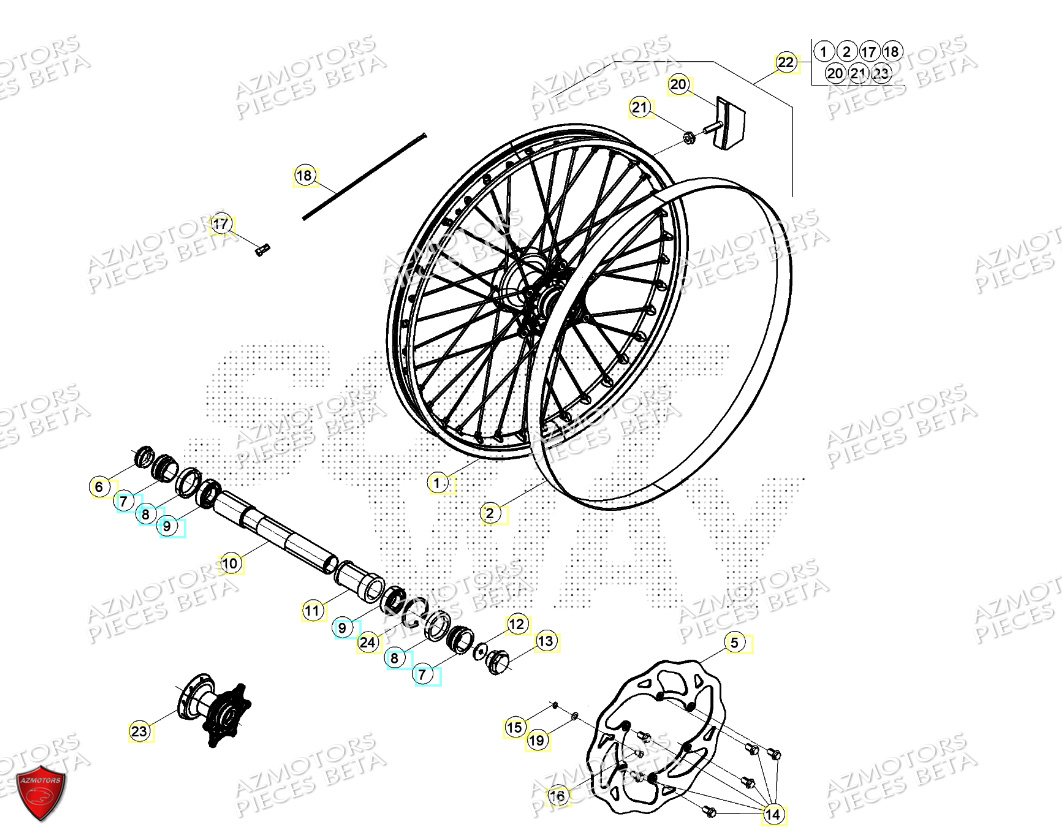Roue Avant AZMOTORS PiÃ¨ces RR 200 RACING 2T - 2024
