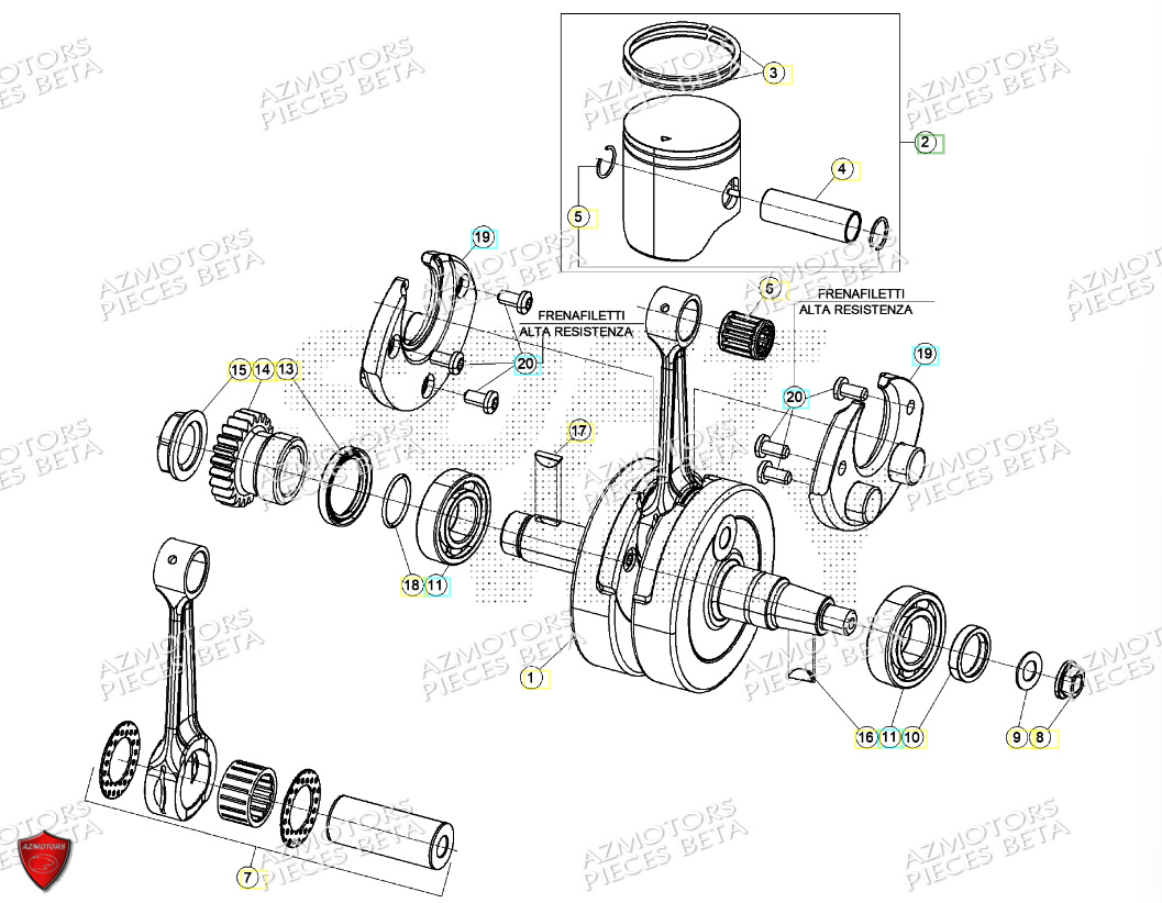 Vilebrequin Piston Contre Arbre AZMOTORS PiÃ¨ces RR 200 RACING 2T - 2024