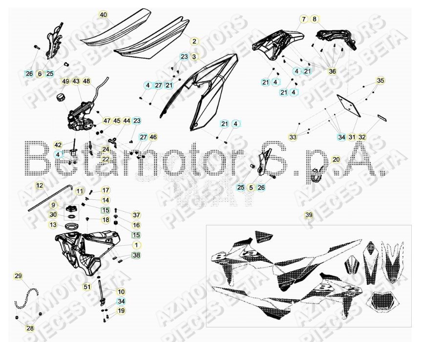 Carenages Arriere AZMOTORS Pieces BETA RR 2T 250 - (2018)