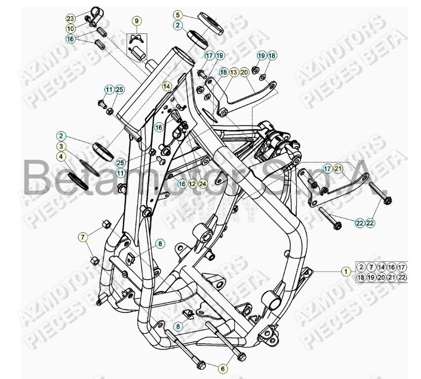 Chassis AZMOTORS Pieces BETA RR 2T 250 - (2018)