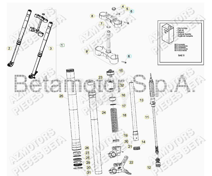 Fourche Du No Serie 0100386 A 0100649 AZMOTORS Pieces BETA RR 2T 250 - (2018)