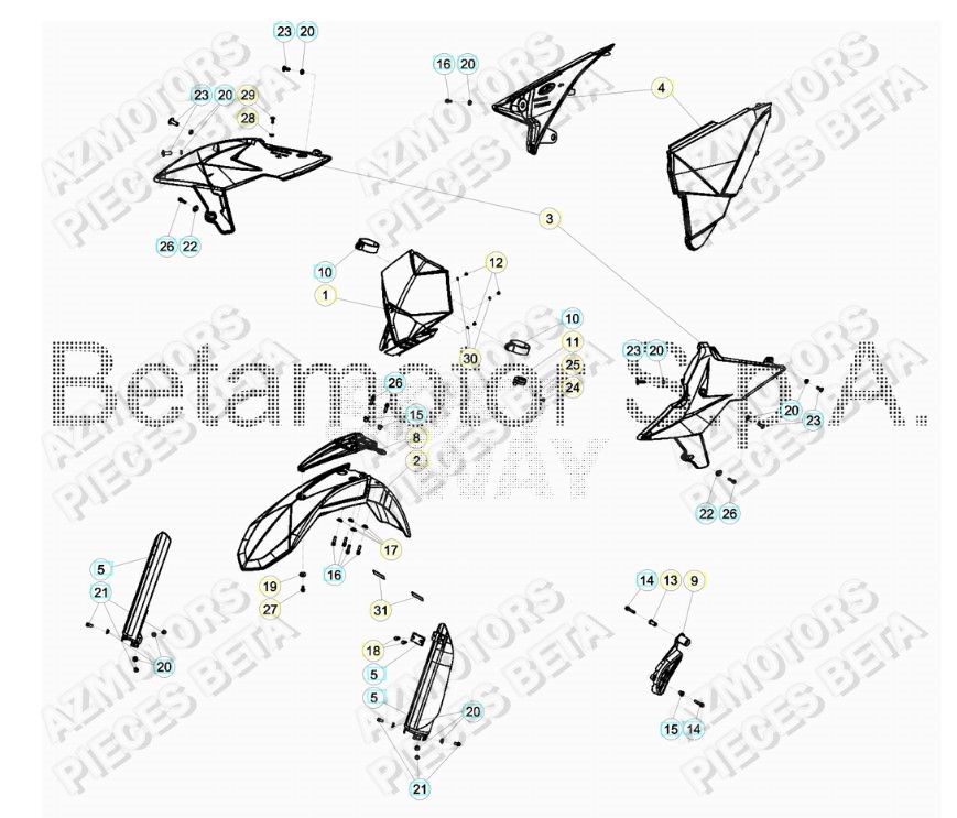 APPUI AILE - BETA pour CARENAGES AVANT de RR 250 2T MY19