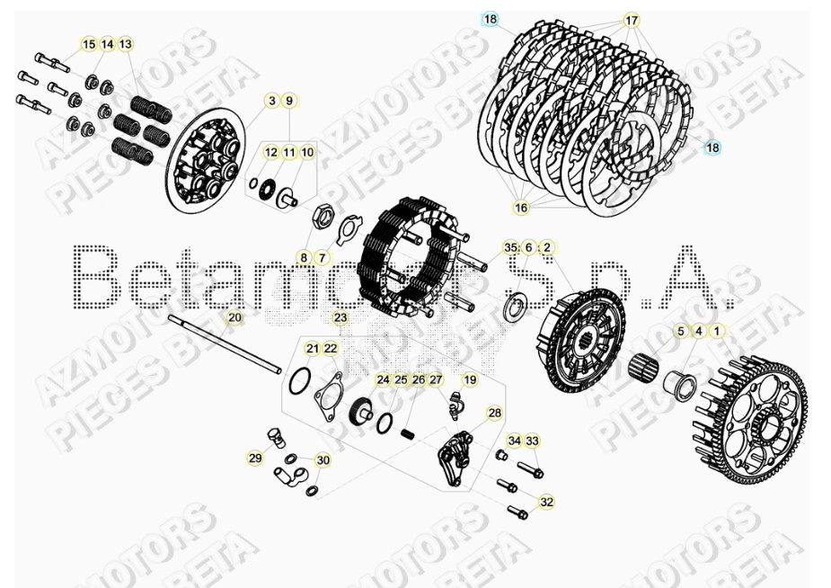 Embrayage AZMOTORS Pieces BETA RR 2T 250 - (2019)