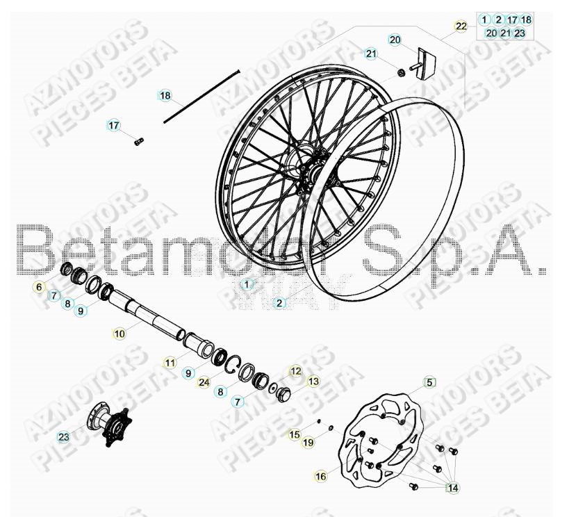 Roue Avant AZMOTORS Pieces BETA RR 2T 250 - (2019)