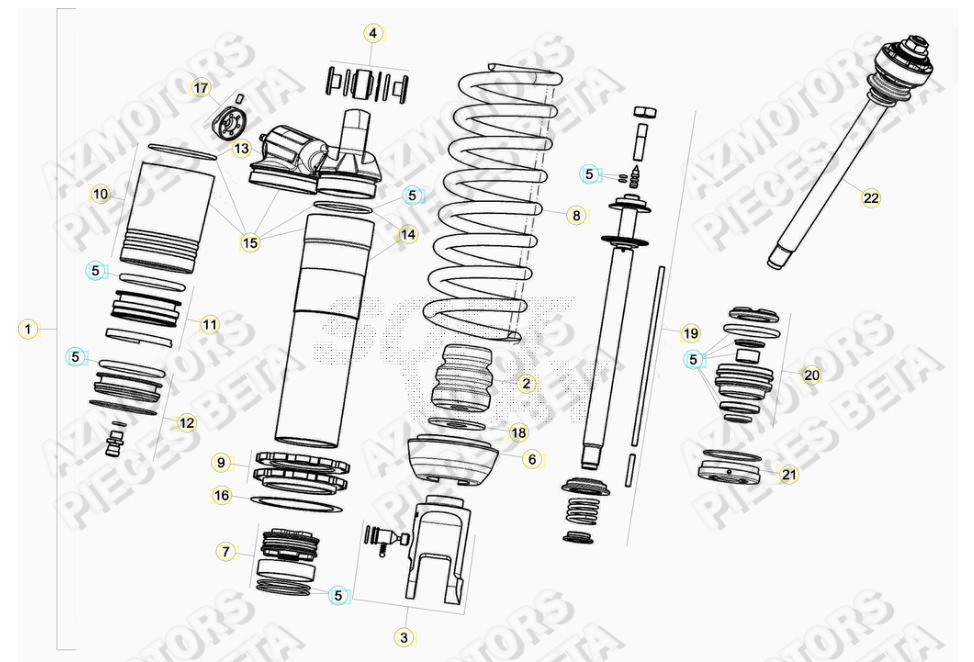 RESSORT K 5,2 N/MM BETA pour AMORTISSEUR de RR 250 2T MY20