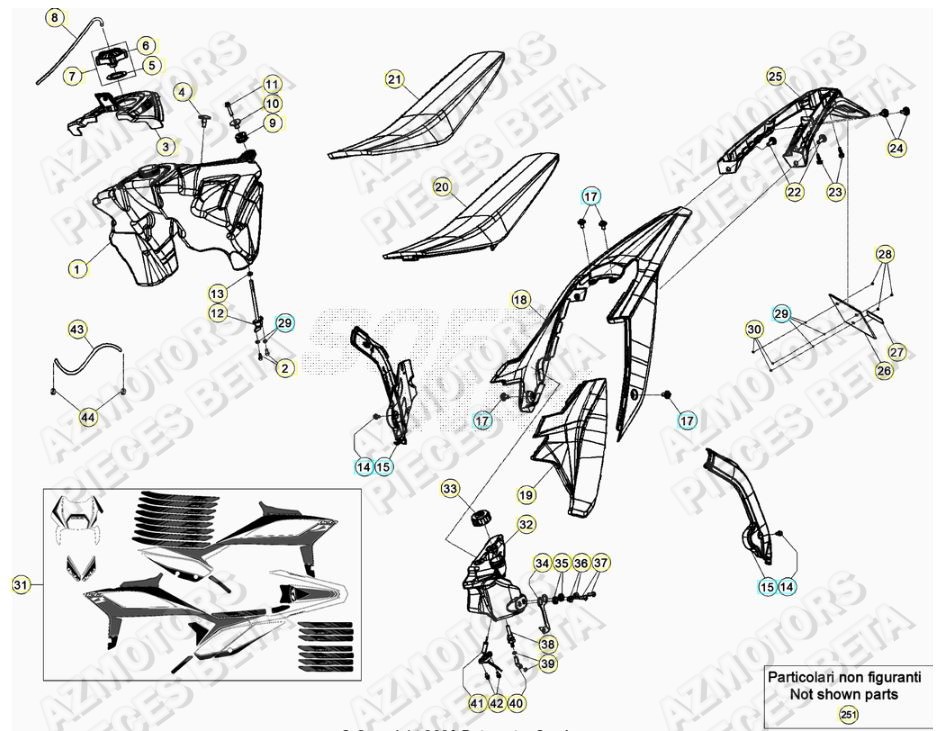 Carenages Arriere AZMOTORS Pieces BETA RR 2T 250 - (2020)