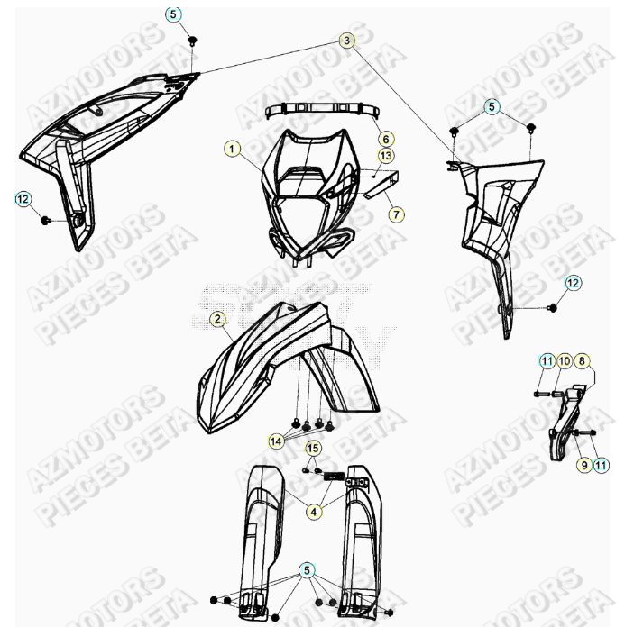 Carenages Avant AZMOTORS Pieces BETA RR 2T 250 - (2020)