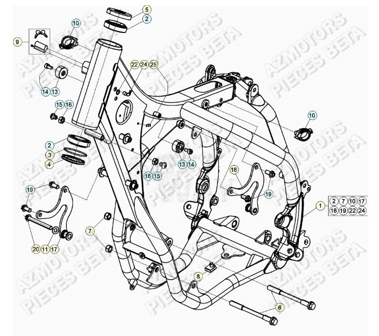 Chassis AZMOTORS Pieces BETA RR 2T 250 - (2020)
