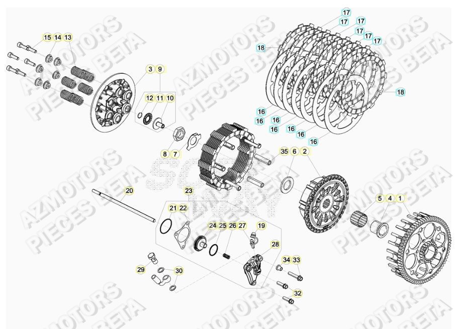 Embrayage AZMOTORS Pieces BETA RR 2T 250 - (2020)