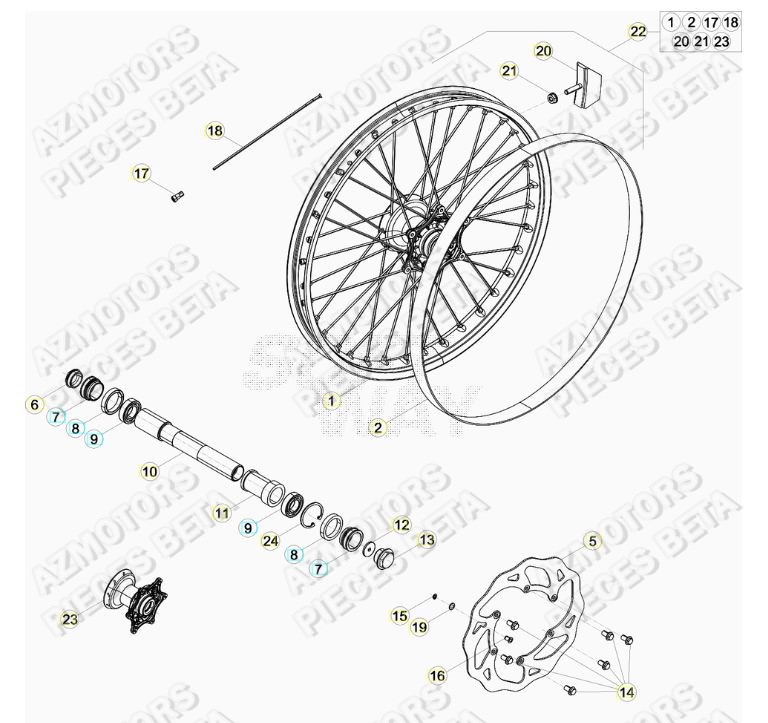 Roue Avant AZMOTORS Pieces BETA RR 2T 250 - (2020)