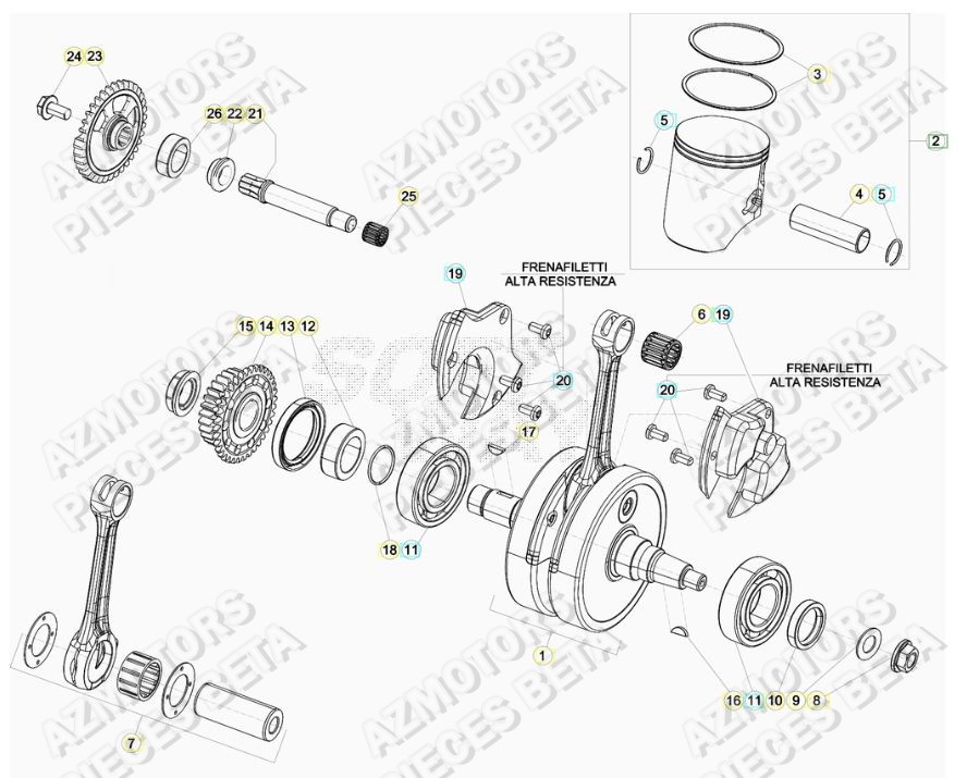 Vilebrequin AZMOTORS Pieces BETA RR 2T 250 - (2020)