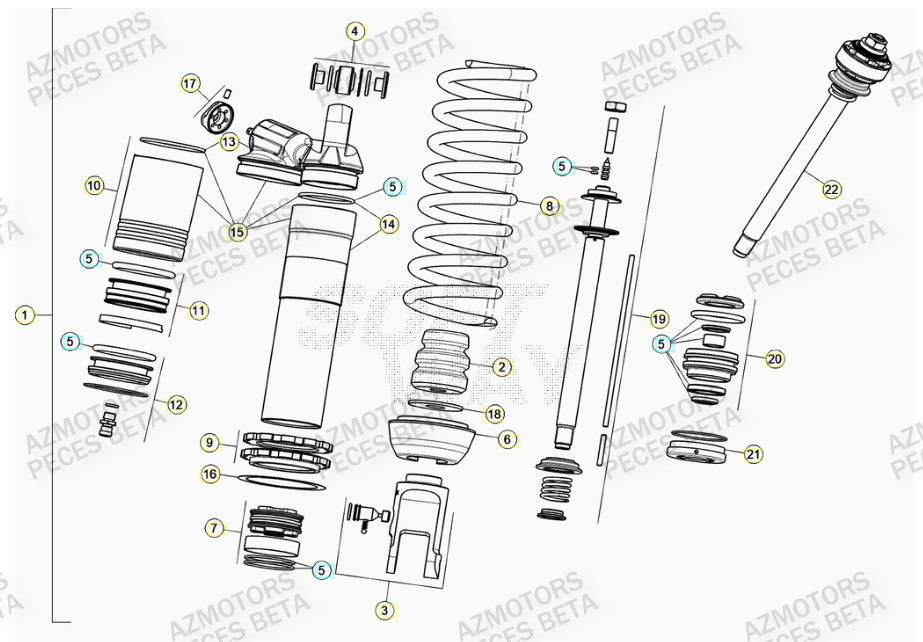 RESSORT K 5,2 N/MM BETA pour AMORTISSEUR de RR 250 2T MY21