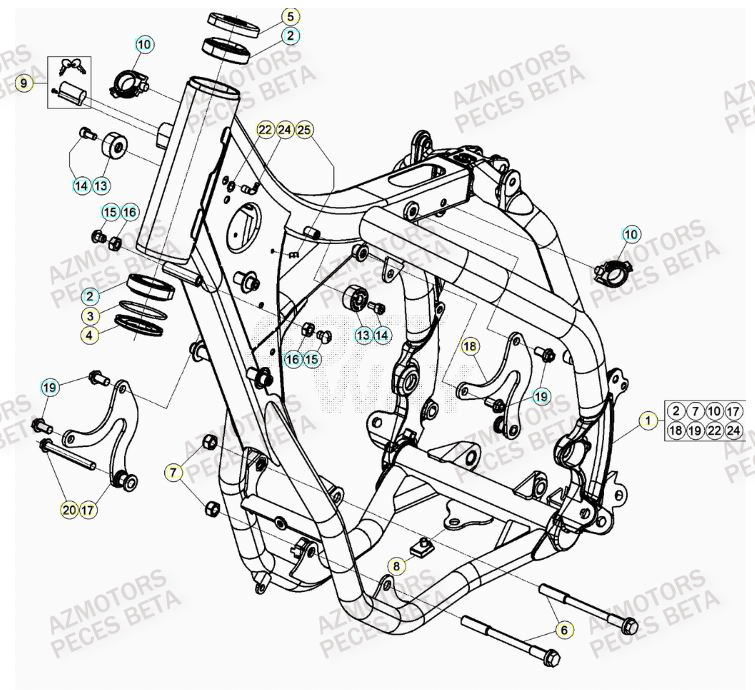 Chassis AZMOTORS Pieces BETA RR 2T 250 - (2021)
