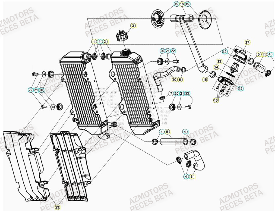 Radiateur AZMOTORS Pieces BETA RR 2T 250 - (2021)