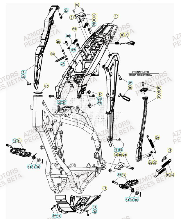 Accessoires Du Chassis AZMOTORS Pieces BETA RR 2T 250 - (2022)