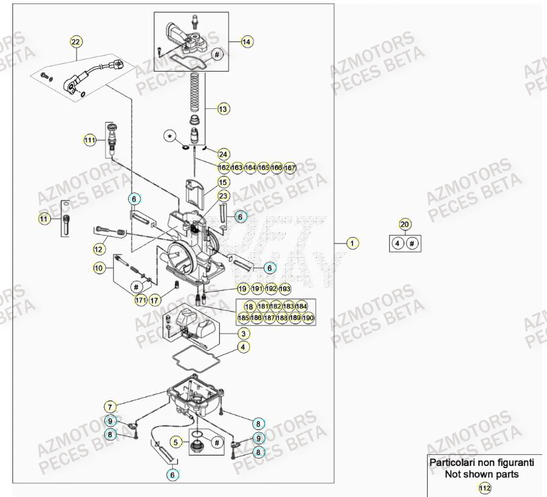 Carburateur AZMOTORS Pieces BETA RR 2T 250 - (2022)