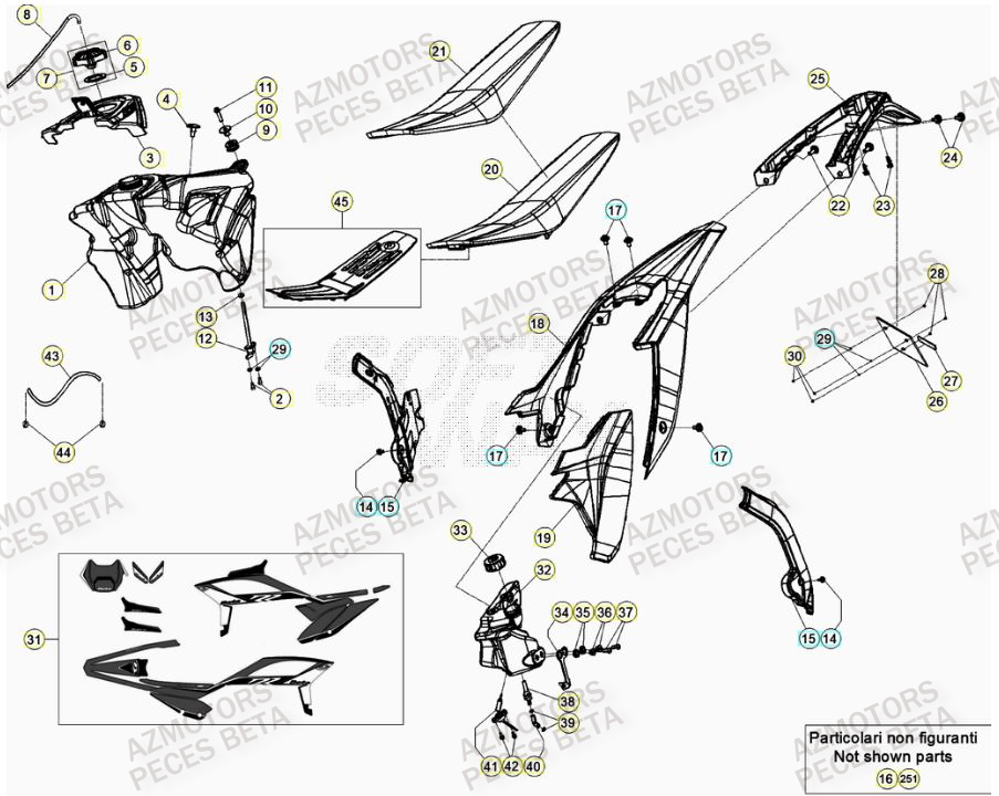 Carenage Arriere AZMOTORS Pieces BETA RR 2T 250 - (2022)