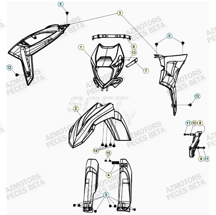 Carenage Avant AZMOTORS Pieces BETA RR 2T 250 - (2022)