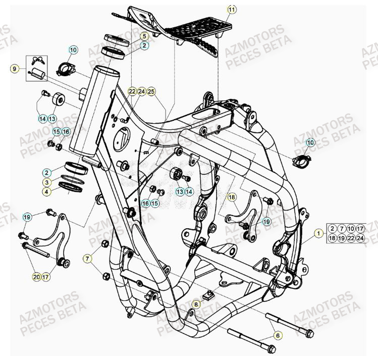 Chassis AZMOTORS Pieces BETA RR 2T 250 - (2022)