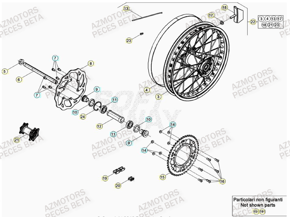 Roue Arriere AZMOTORS Pieces BETA RR 2T 250 - (2022)