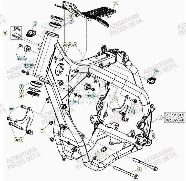 Chassis AZMOTORS Pieces BETA RR 2T 250 - (2023)