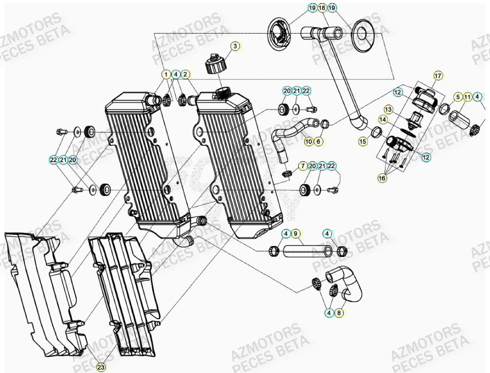 Radiateur AZMOTORS Pieces BETA RR 2T 250 - (2023)