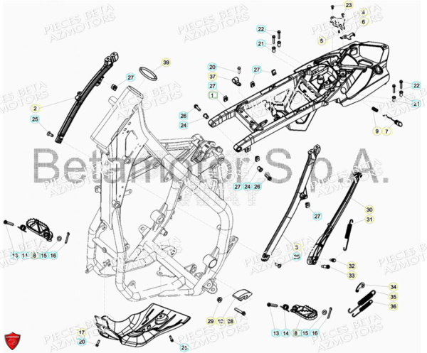 REPOSE-PIEDS - BETA pour ACCESSOIRES DU CHASSIS de RR 250 2T RACING MY18