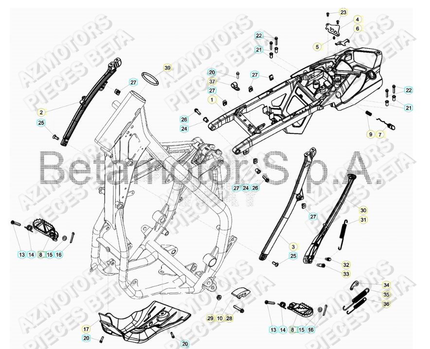 REPOSE-PIEDS - BETA pour ACCESSOIRES DU CHASSIS de RR 250 2T RACING MY19