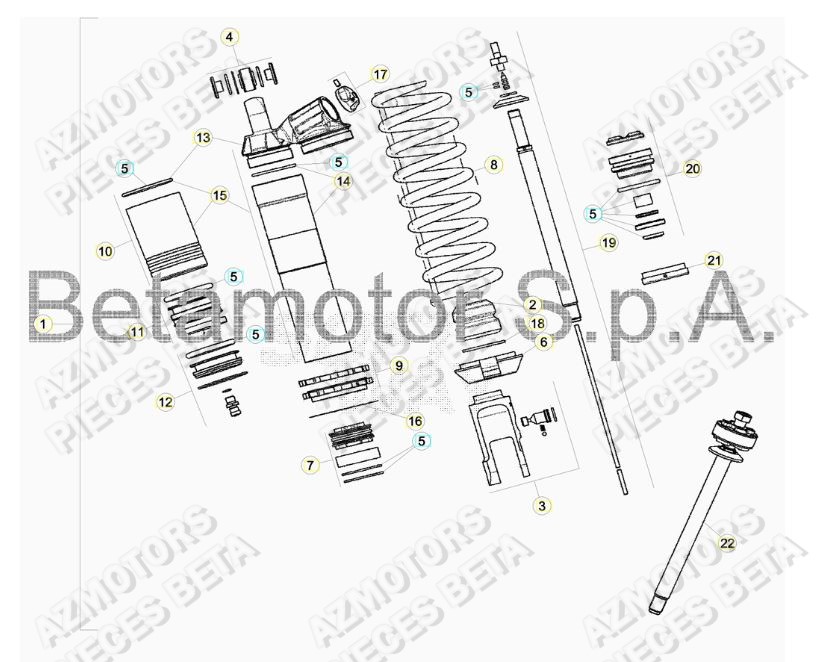 RESSORT K 5,2 N/MM BETA pour AMORTISSEUR de RR 250 2T RACING MY19
