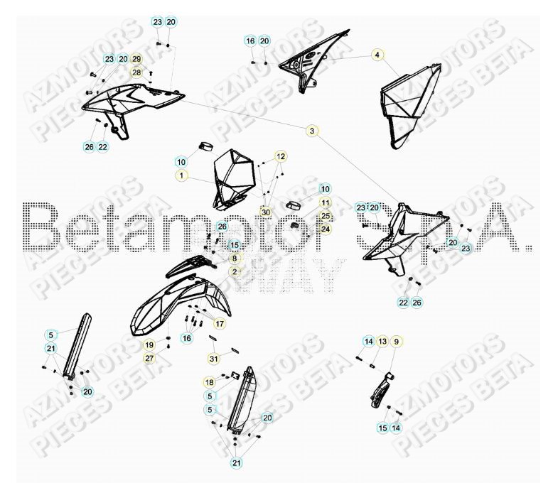 APPUI AILE - BETA pour CARENAGES AVANT de RR 250 2T RACING MY19