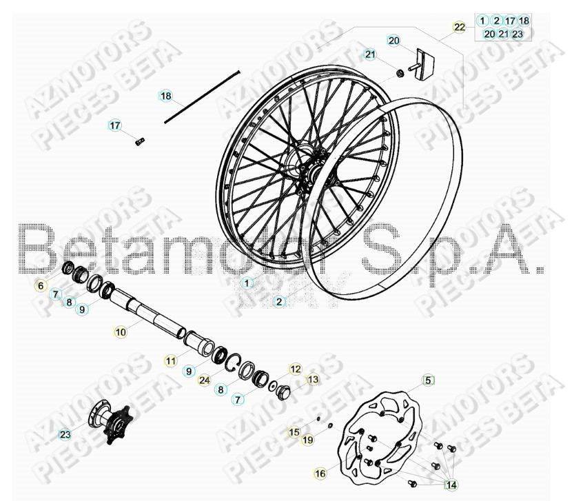 Roue Avant AZMOTORS Pieces BETA RR RACING 2T 250 - (2019)
