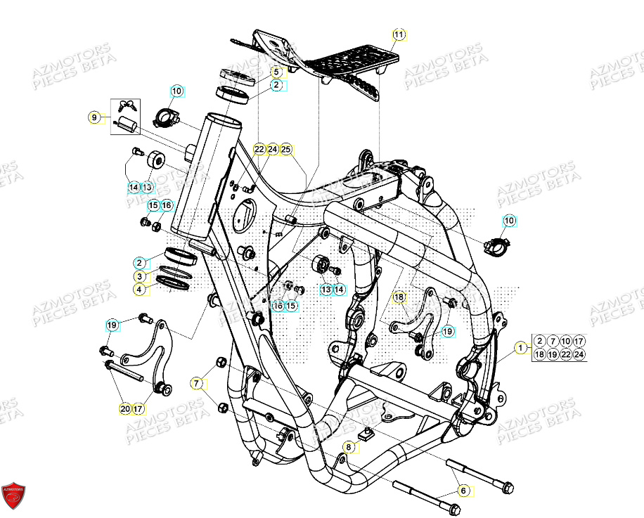 Chassis AZMOTORS Pieces BETA RR RACING 2T 250 - (2024)