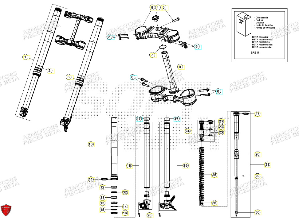 Fourche AZMOTORS Pieces BETA RR RACING 2T 250 - (2024)