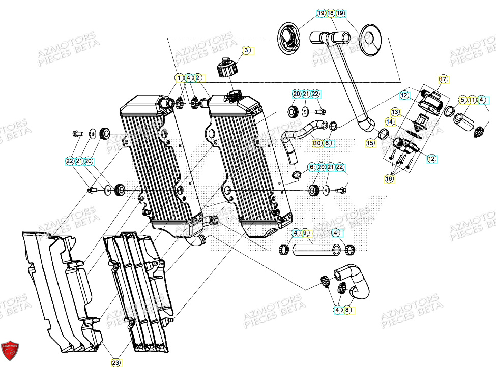 Radiateur AZMOTORS Pieces BETA RR RACING 2T 250 - (2024)