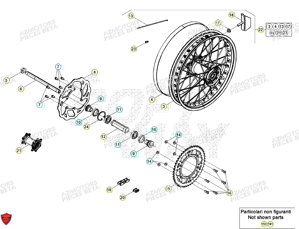 Roue Arriere AZMOTORS Pieces BETA RR RACING 2T 250 - (2024)