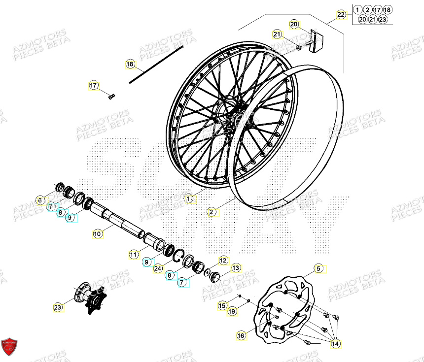 Roue Avant AZMOTORS Pieces BETA RR RACING 2T 250 - (2024)