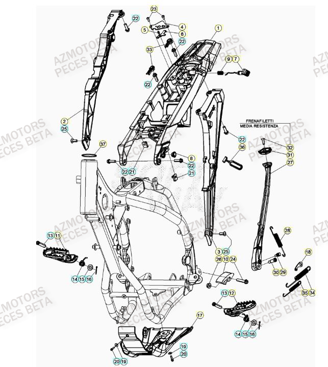 Accessoires Du Chassis AZMOTORS Pieces BETA RR RACING 2T 250 - (2020)