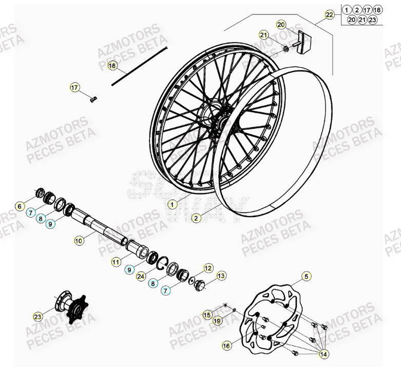 Roue Avant AZMOTORS Pieces BETA RR RACING 2T 250 - (2020)