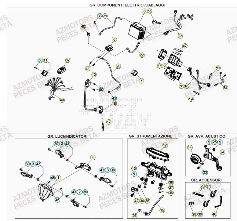 Systeme Electrique AZMOTORS Pieces BETA RR RACING 2T 250 - (2021)