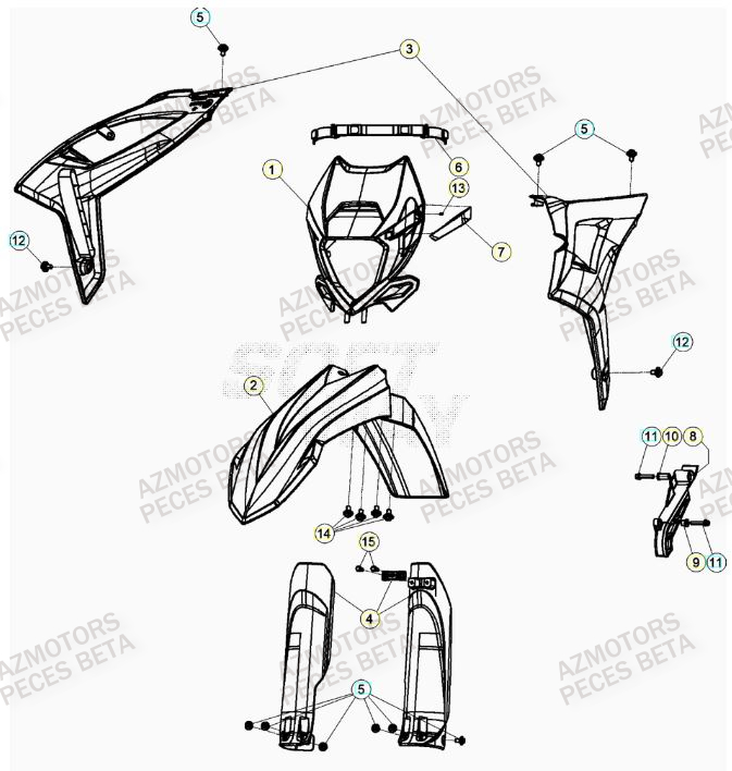 Carenage Avant AZMOTORS Pieces BETA RR RACING 2T 250 - (2022)