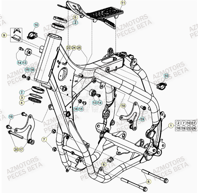 Chassis AZMOTORS Pieces BETA RR RACING 2T 250 - (2022)