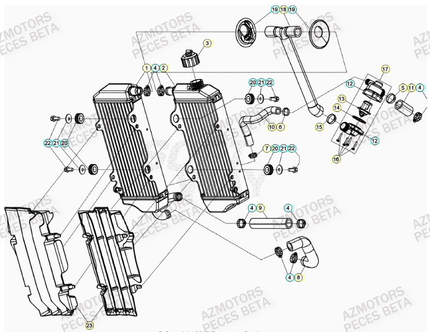 Radiateur AZMOTORS Pieces BETA RR RACING 2T 250 - (2023)