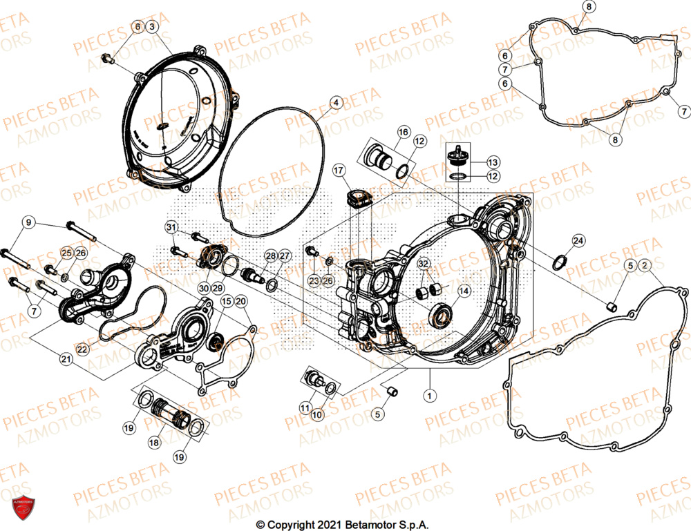 Couvercle Embrayage AZMOTORS Pieces BETA RR 2T 250 X-PRO - (2025)