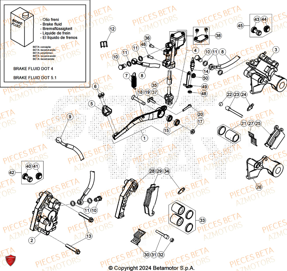 Freins AZMOTORS Pieces BETA RR 2T 250 X-PRO - (2025)